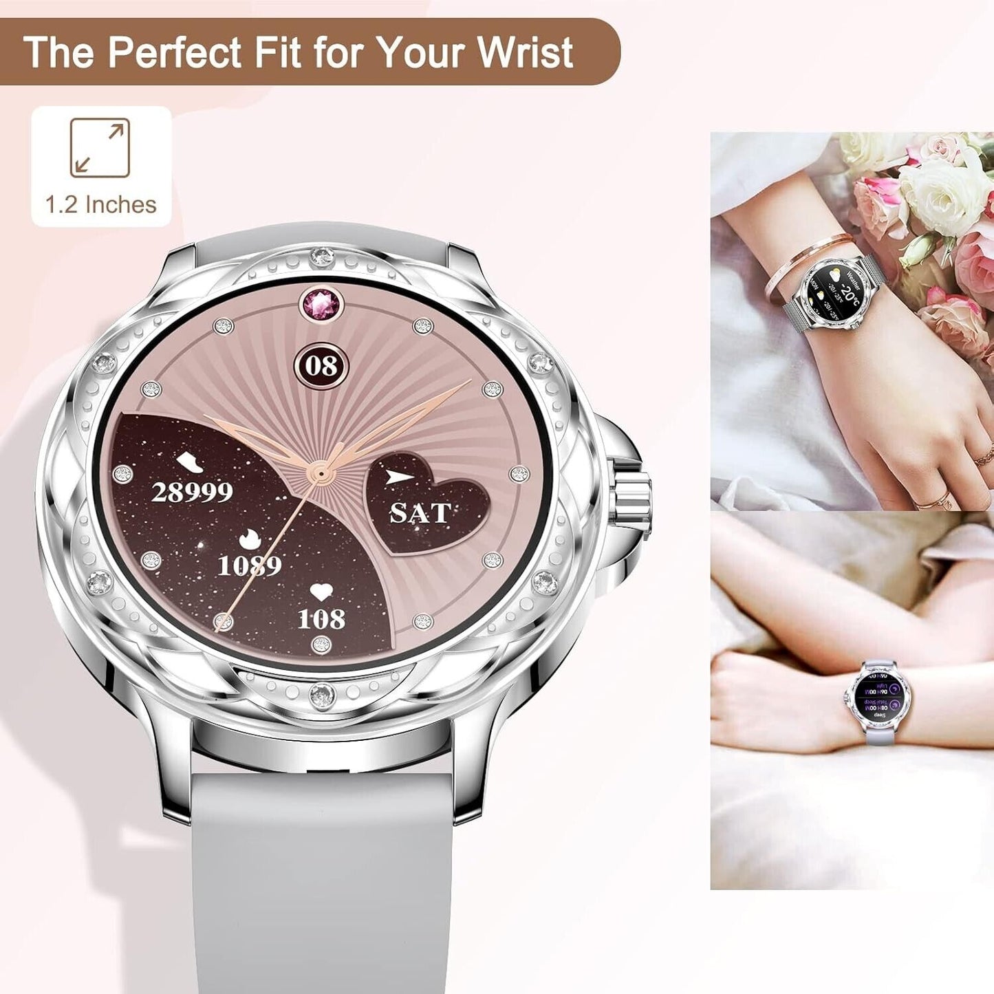 Smartwatch Donna Orologio Chiamate 30mm Fitness Orologio Piccolo 122 Allenamenti