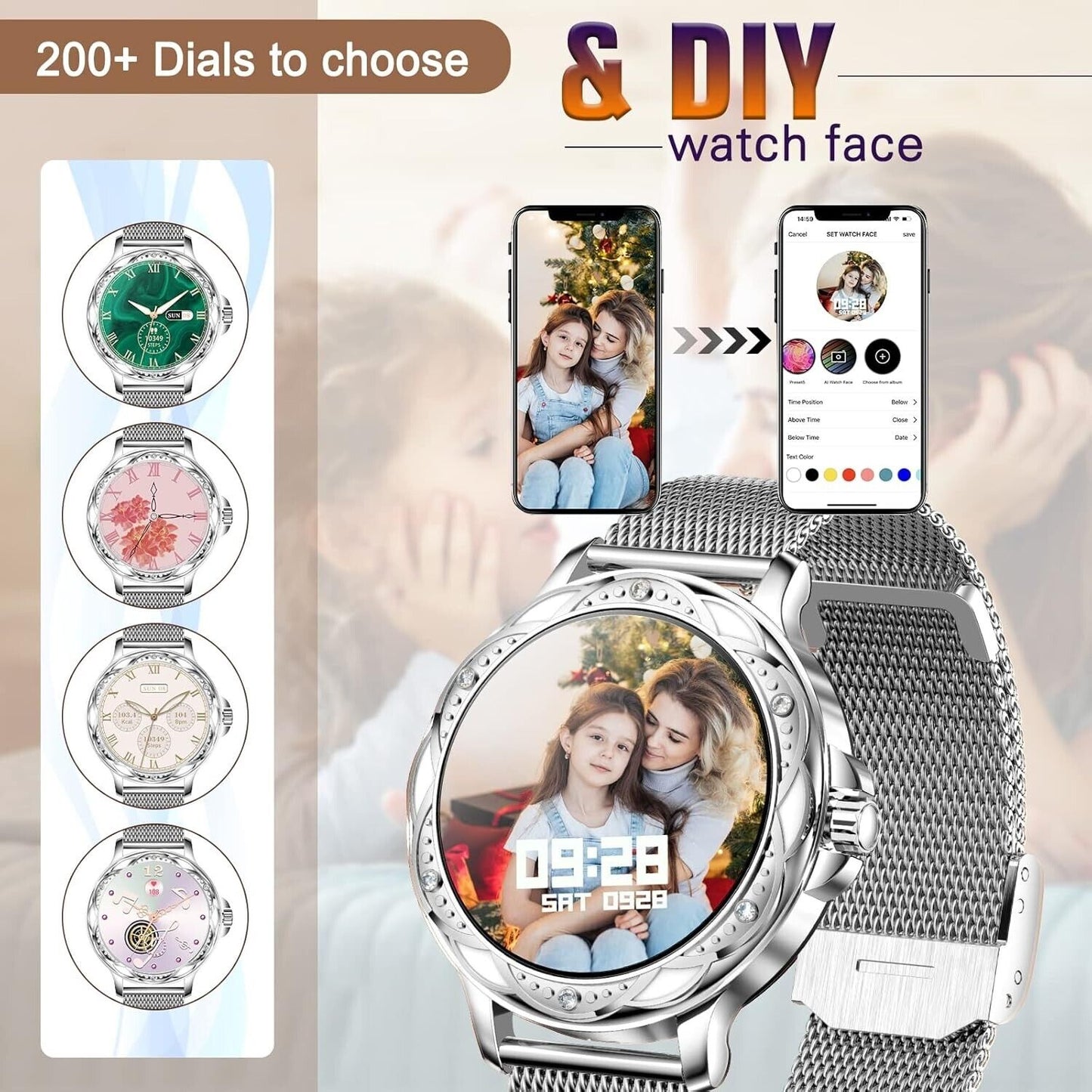 Smartwatch Donna Orologio Chiamate 30mm Fitness Orologio Piccolo 122 Allenamenti