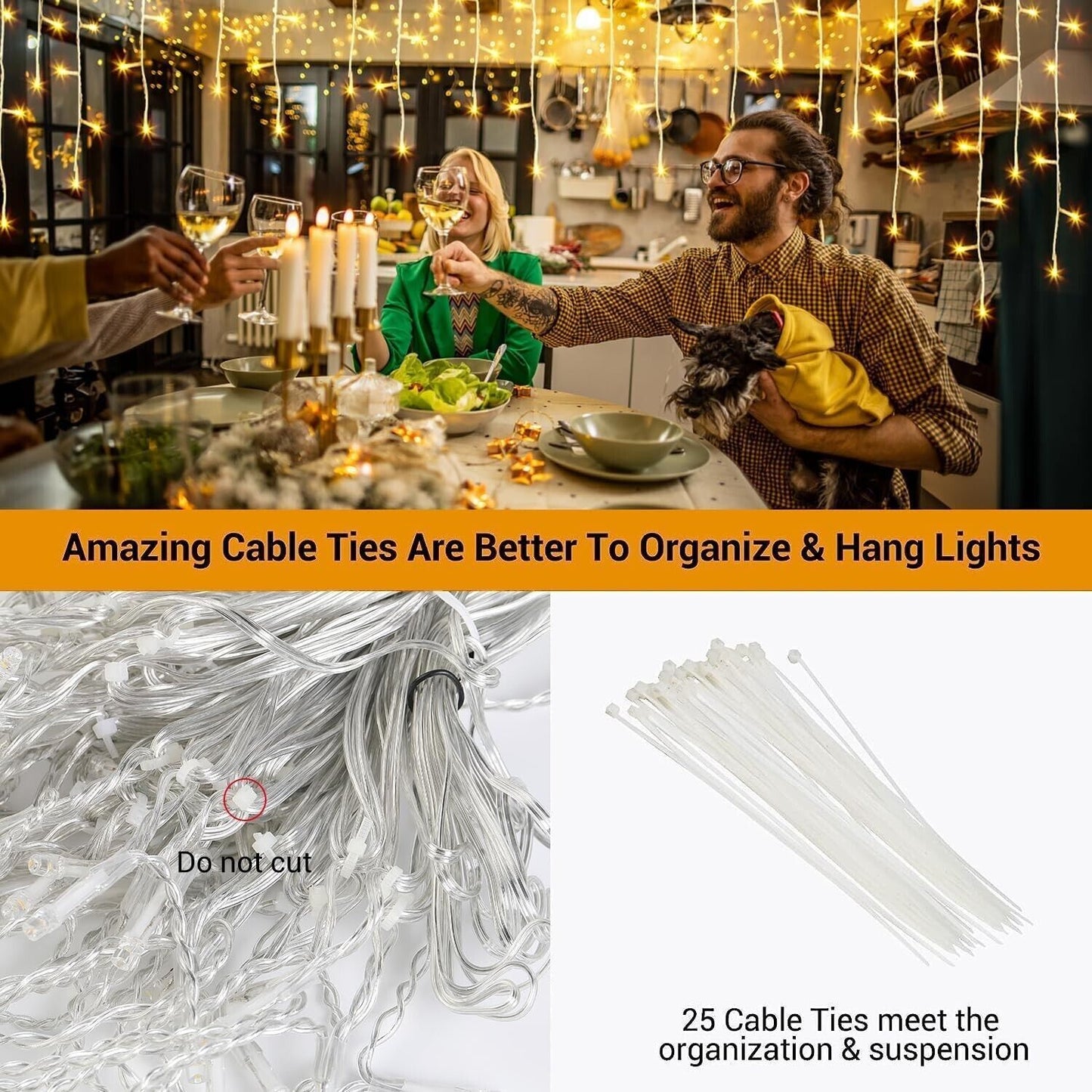 Luci Natale Esterno Cascata, Luci di Natale da Esterno, 10M 400LED 8 Modalità