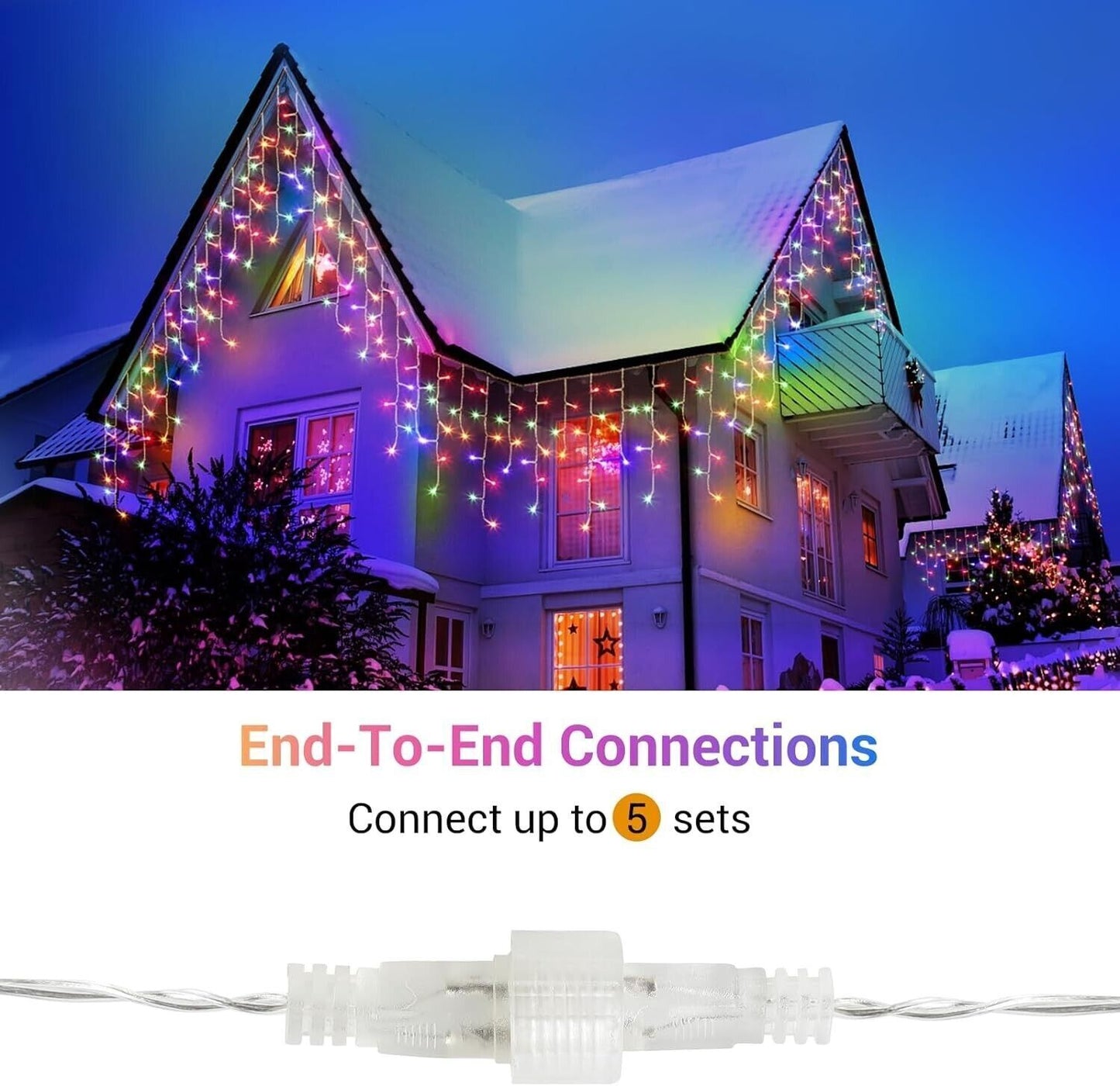 Luci Natale Esterno Cascata, Luci di Natale da Esterno, 10M 400LED 8 Modalità