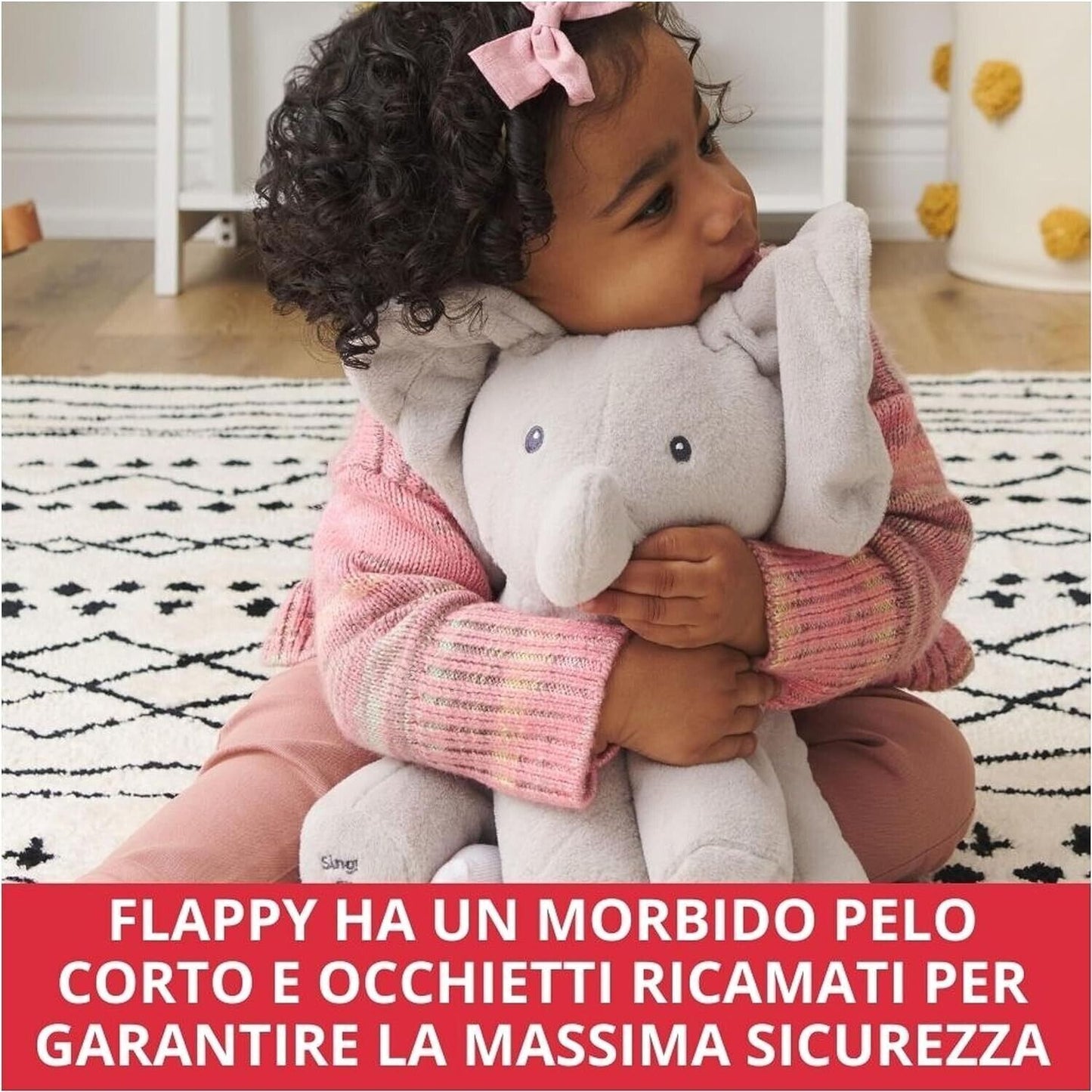 Flappy Peluche Interactive Éléphant, Chante et parle en Français Peluche 30,5 cm