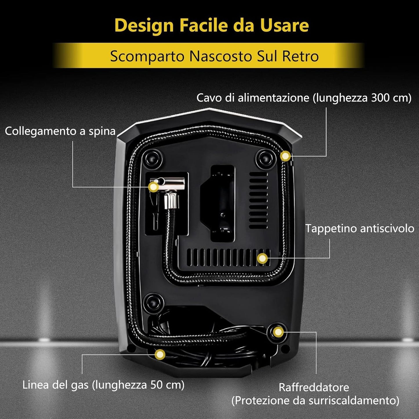 SYTUNG Compressore Aria Portatile Auto Con 3 Adattatori per Ugelli e Luci LED