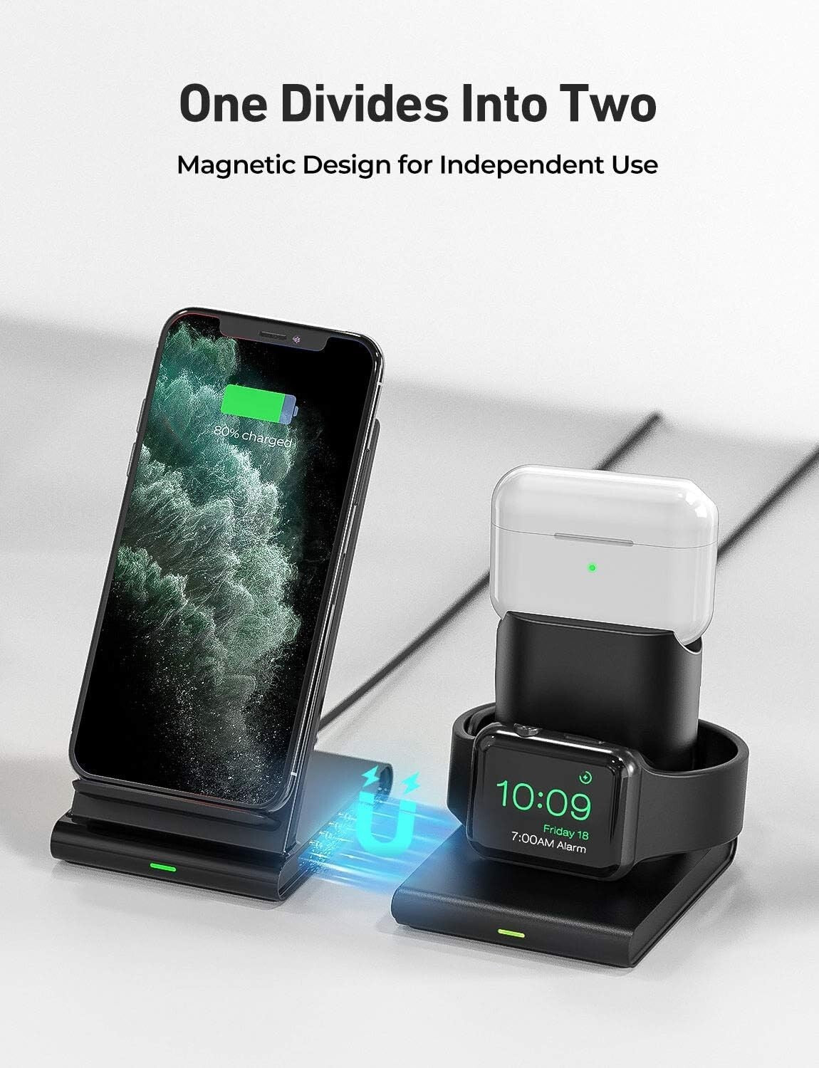 Seneo Supporto Caricabatterie Wireless Veloce 3 in 1 induzione Qi