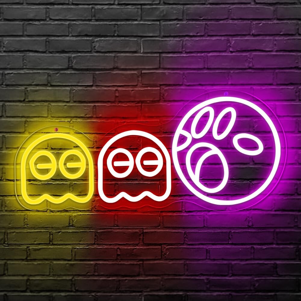 Insegna al neon per giochi Pac-man luci al neon LED fantasma insegna retrò arcad