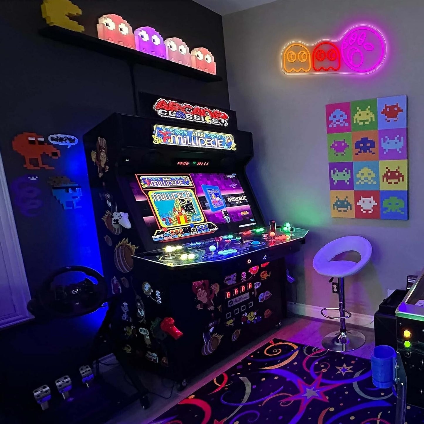Insegna al neon per giochi Pac-man luci al neon LED fantasma insegna retrò arcad