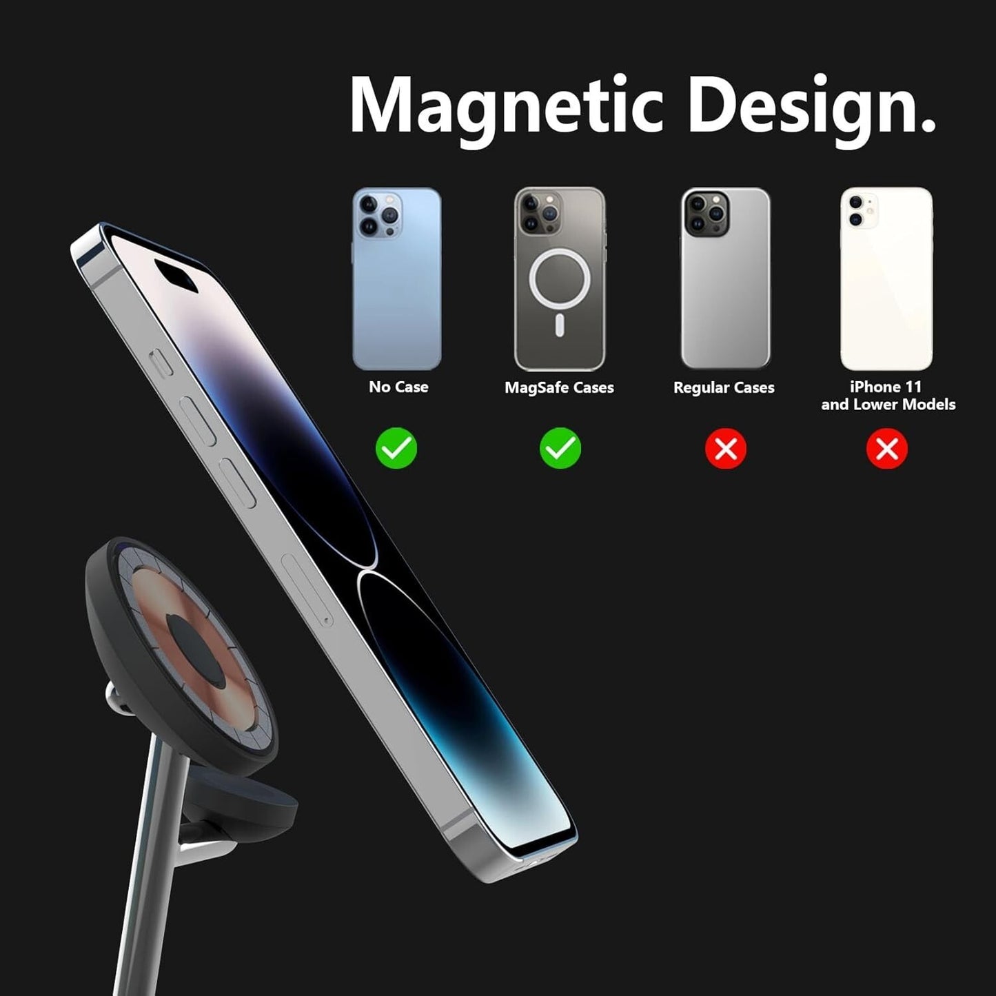 Caricabatterie wireless magnetico Boaraino, stazione di ricarica wireless 3 in 1