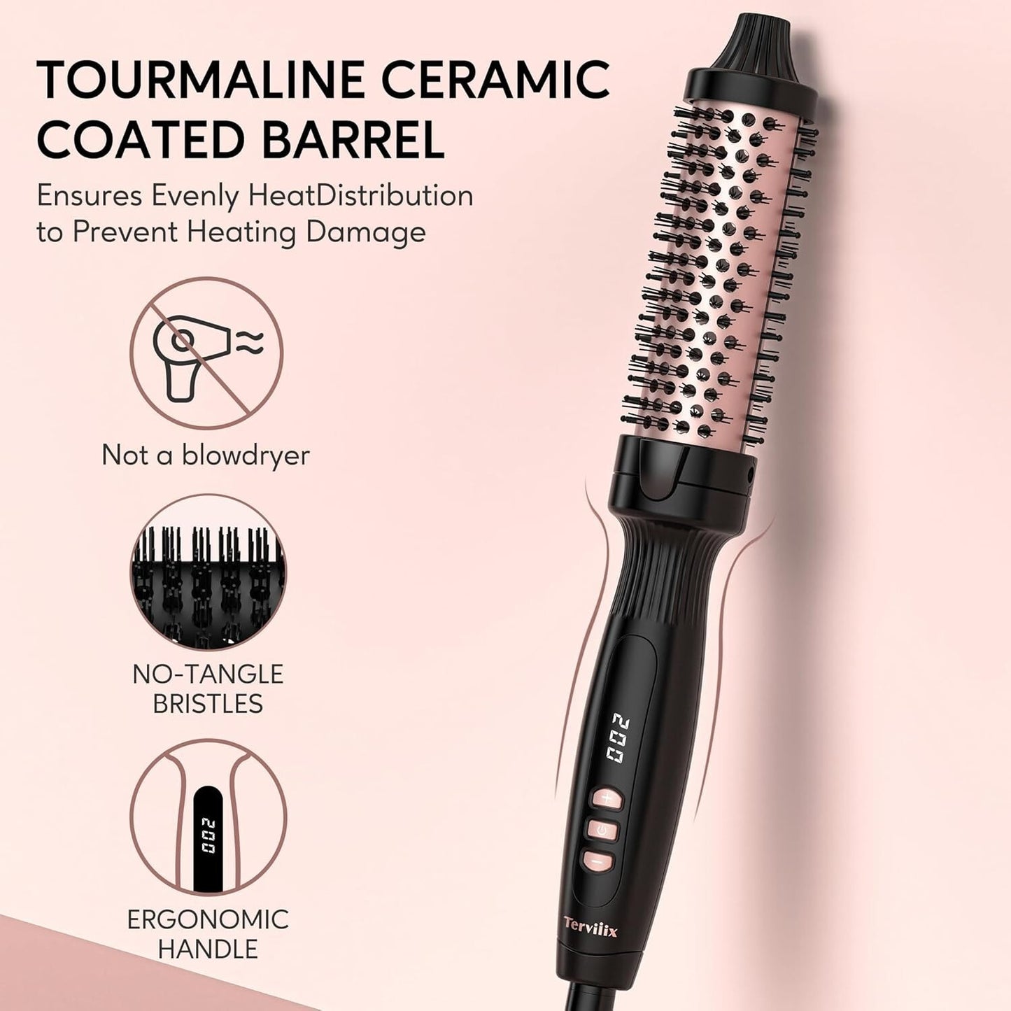 Terviiix Spazzola per capelli calda in ceramica tormalina ionica