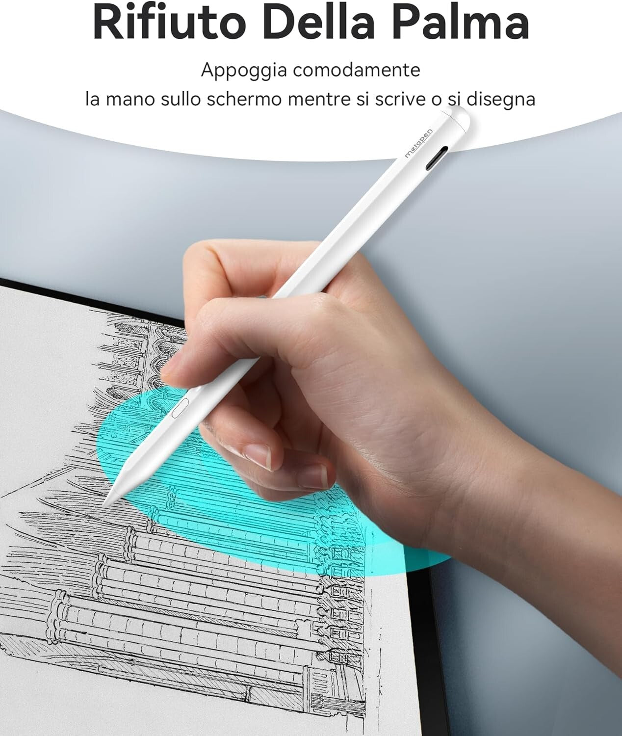 Metapen Penna A11 per Apple iPad 2018-2025 Pencil per ipad Compatibile con iPad