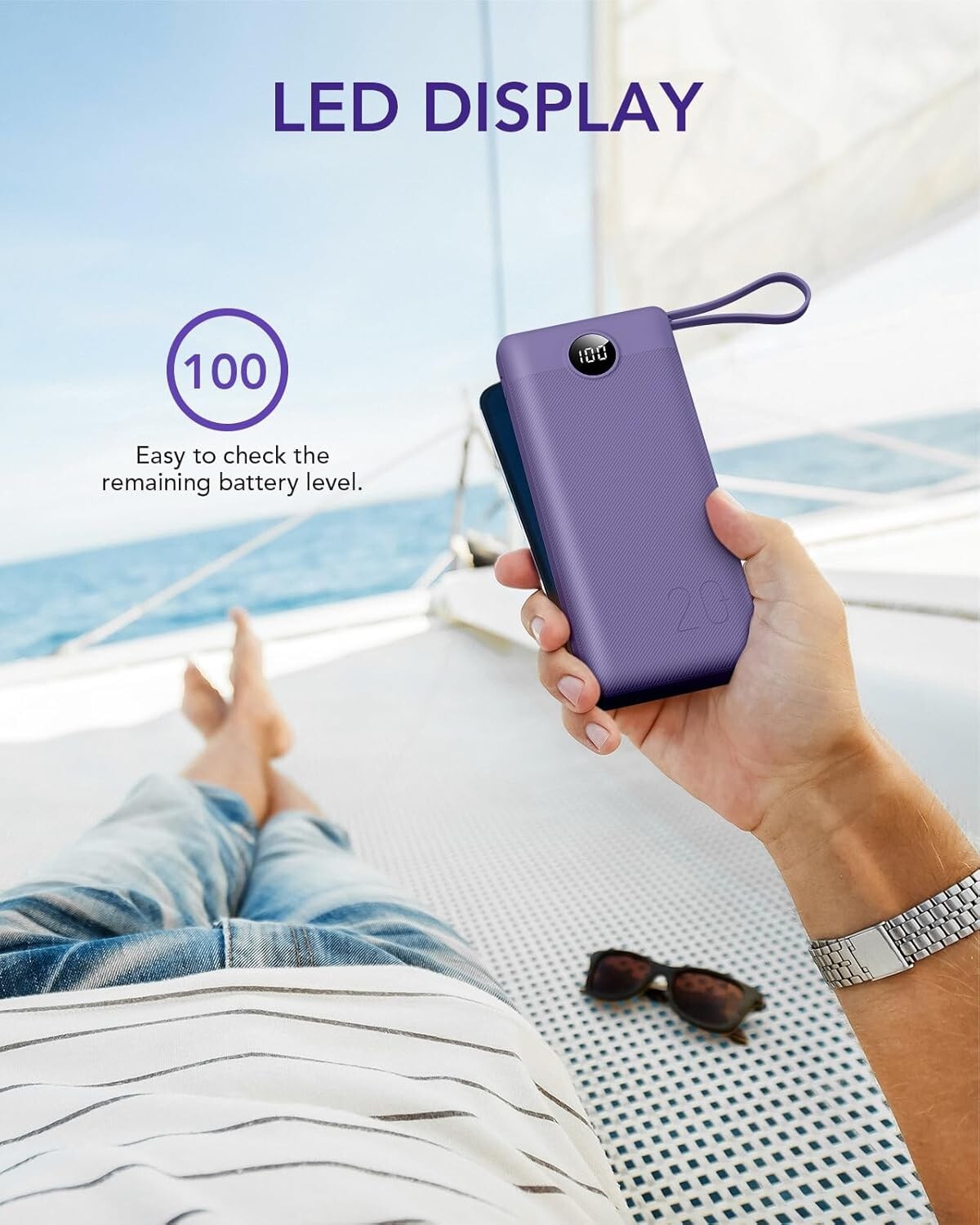 Power bank con Cavi Incorporati 20000mAh, PowerBank USB C a Ricarica Rapid VRURC