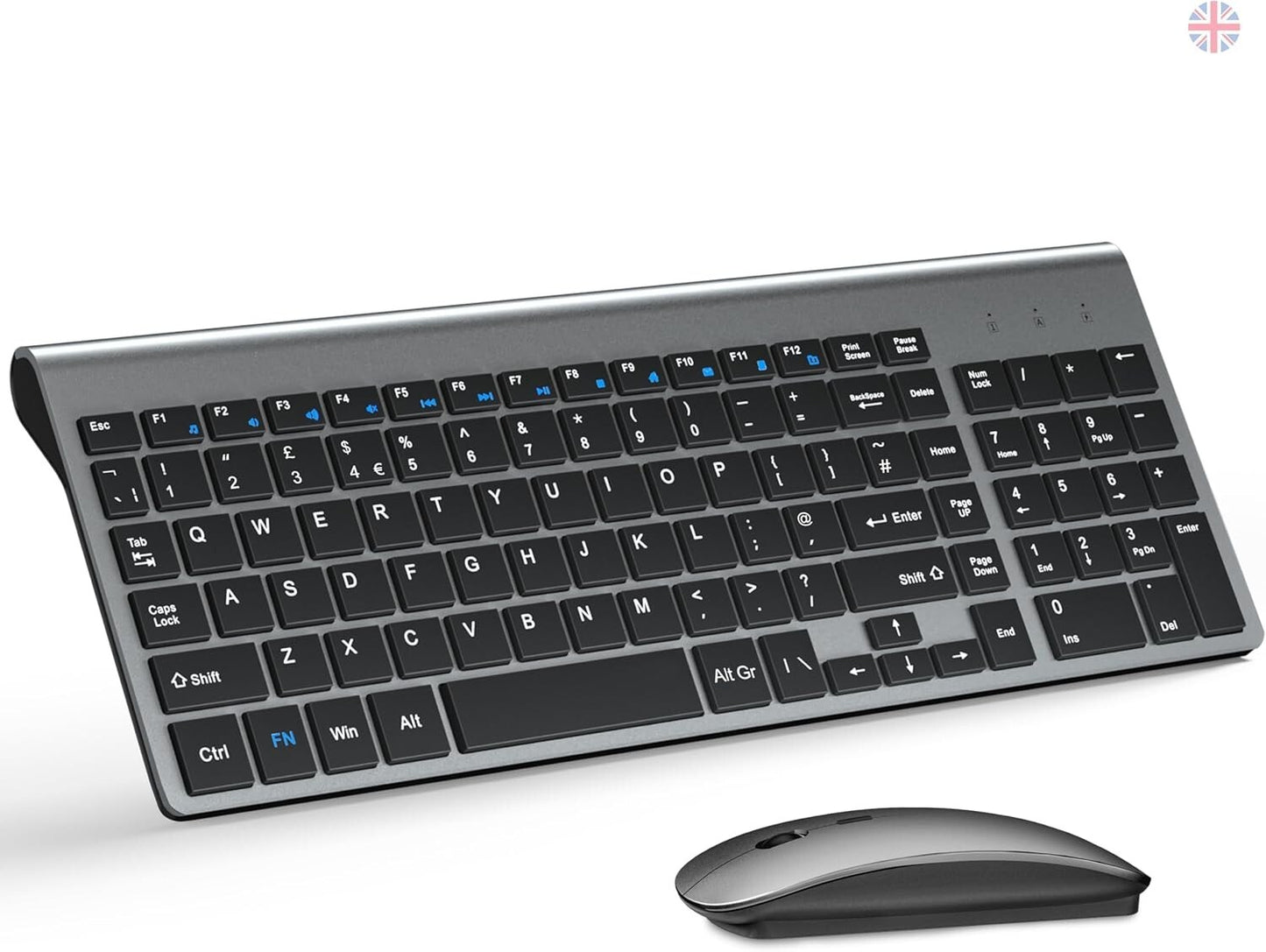 TopMate,Tastiera e mouse wireless ultra sottile, 2.4G Silent Compact USB 2400DPI
