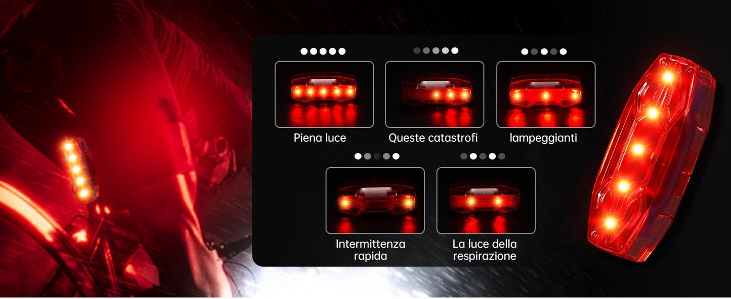Luci Bicicletta LED Accessori Luce Bici Ricaricabili USB Anteriore Posteriore