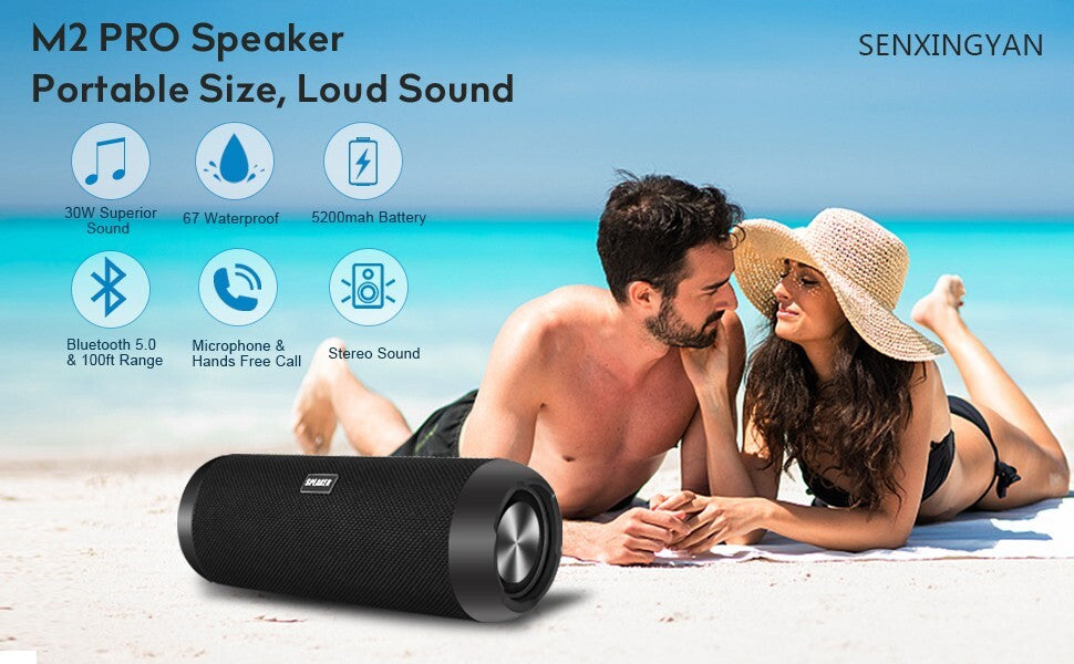 Cassa Bluetooth, 30W Altoparlante Bluetooth Portatili Hi-Fi Stereo 30 Ore di Rip