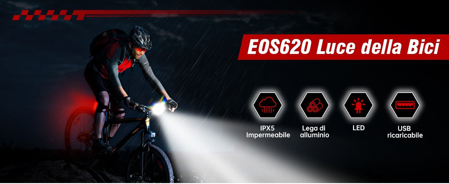 Luci Bicicletta LED Accessori Luce Bici Ricaricabili USB Anteriore Posteriore