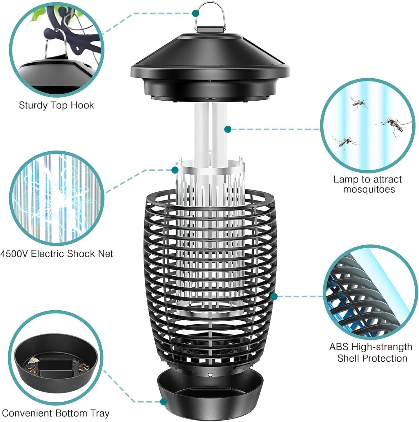 Lampada Anti zanzare Elettrica, 20W 4500V UV impermeabile PX4, Non Tossico