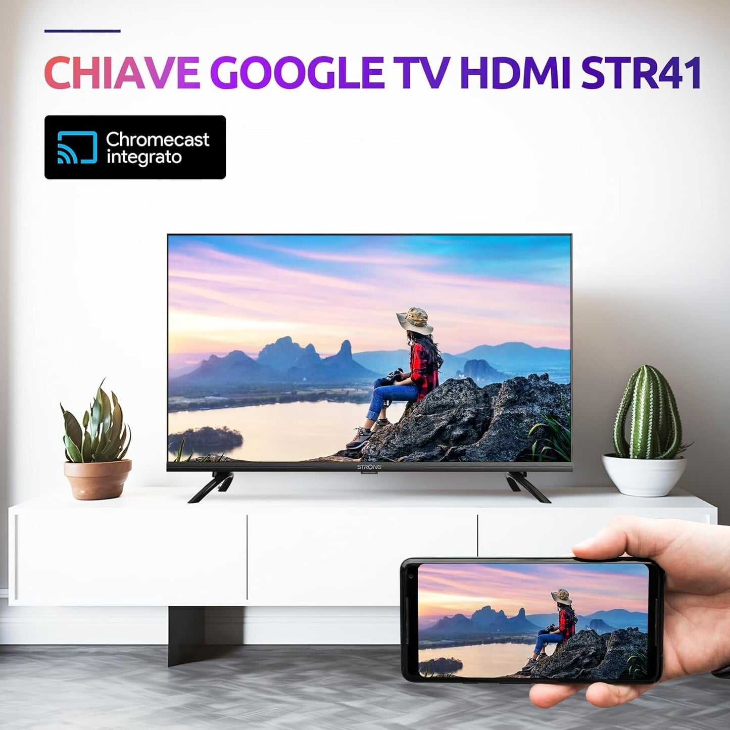 STRONG Streaming Stick Android TV 4K UHD - SRT 41 - Chromecast integrato