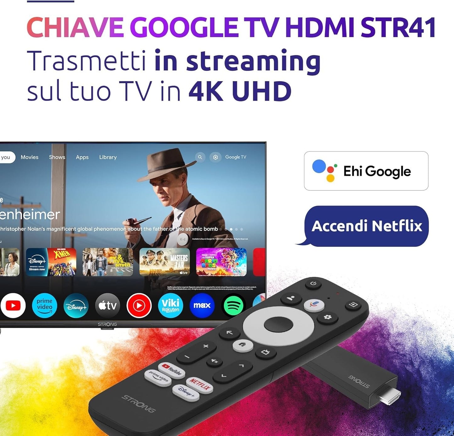 STRONG Streaming Stick Android TV 4K UHD - SRT 41 - Chromecast integrato