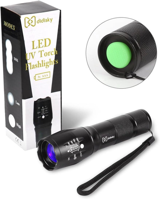 Lampada LED UV Didisky, lampada portatile a luce nera ultravioletta da 395 nm