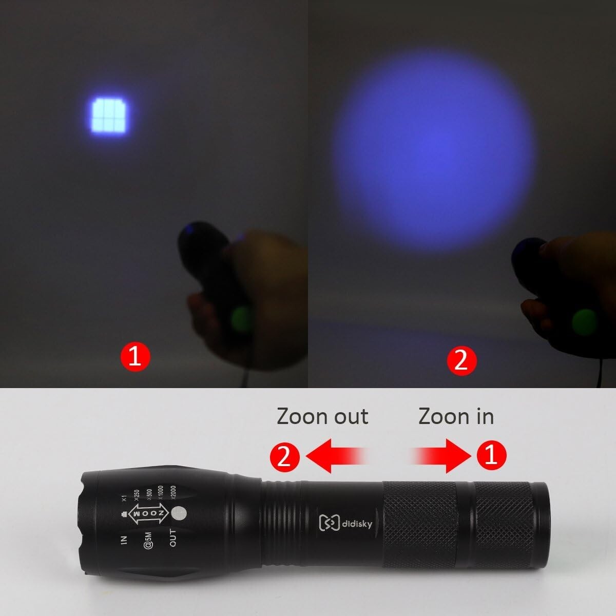 Lampada LED UV Didisky, lampada portatile a luce nera ultravioletta da 395 nm