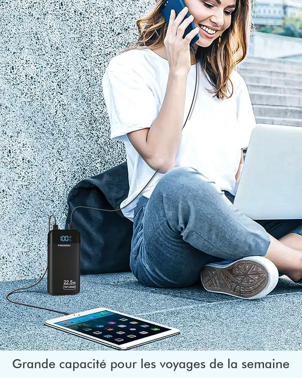 Power Bank 27000mAh per Cellulare Ricarica Rapida USB C con Display LED PAIDASHU