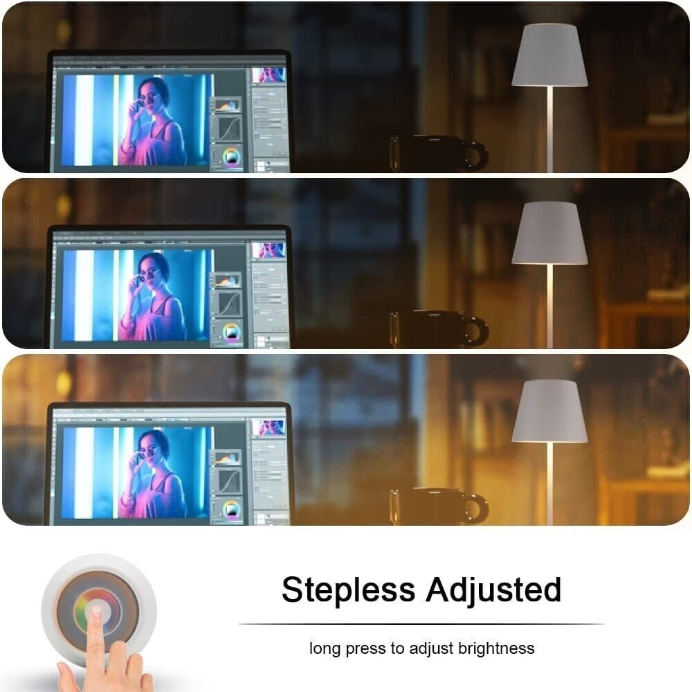 Lampada da Tavolo LED Ricaricabile, Lampada Touch Sense Dimmerabile 8 Colori, Im