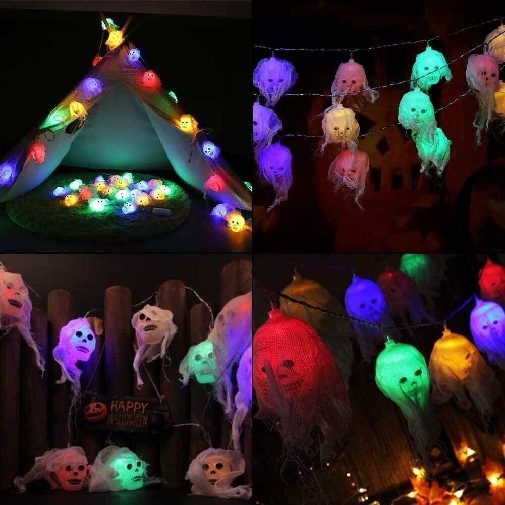 BLOOMWIN LED Stringa Luminosa di Halloween, 20 LED 10 Piedi Colorato Scheletro