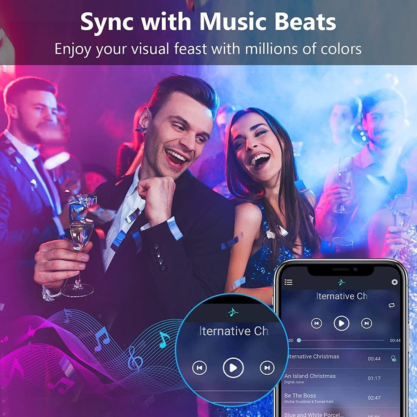 TVLIVE Striscia LED 5 Metri, LED Strisce RGB Musicale, Luci da Camera Strisce