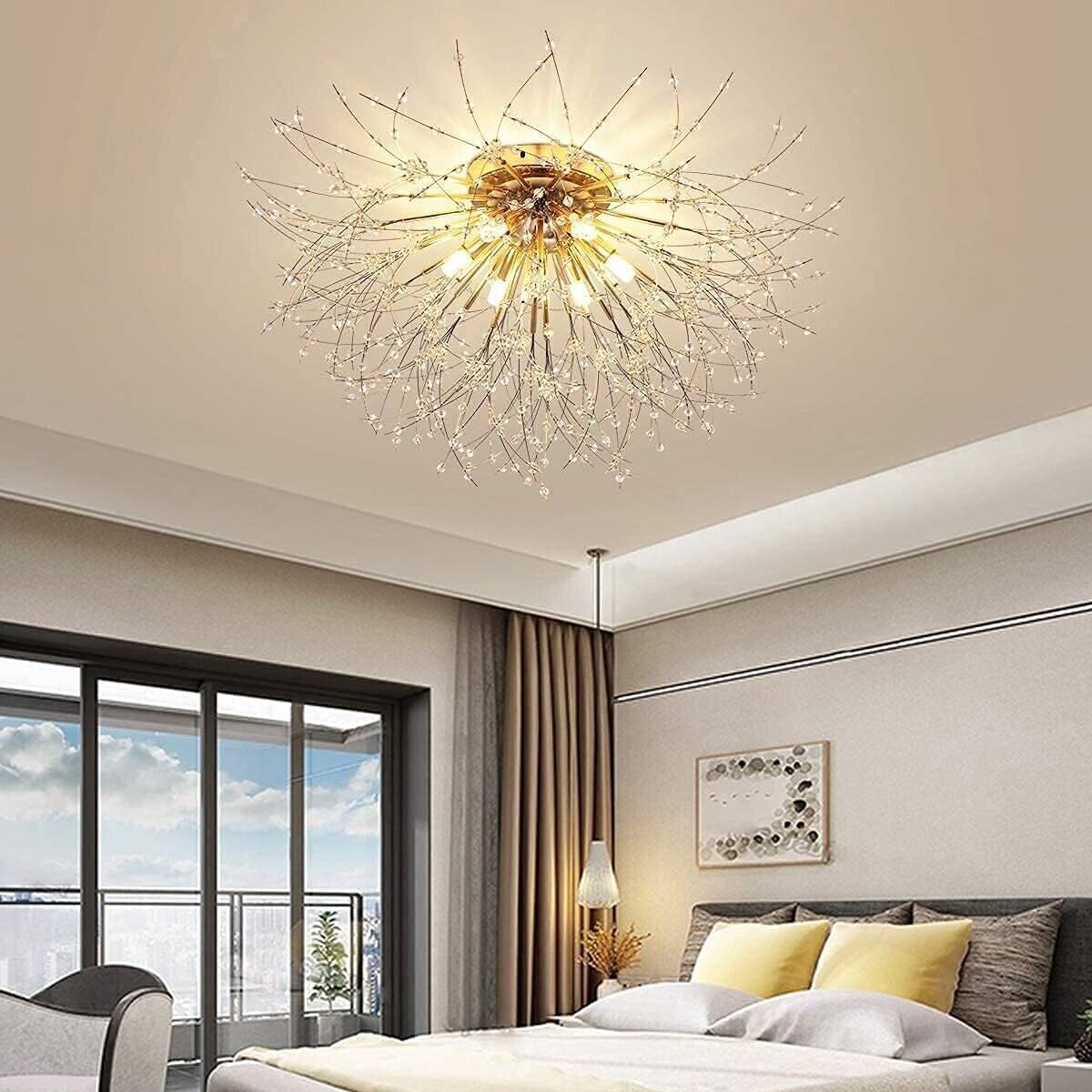 JIINOO Moderna Firework Lampadari, 6-Luci Dente di Leone Lampada da Soffitto