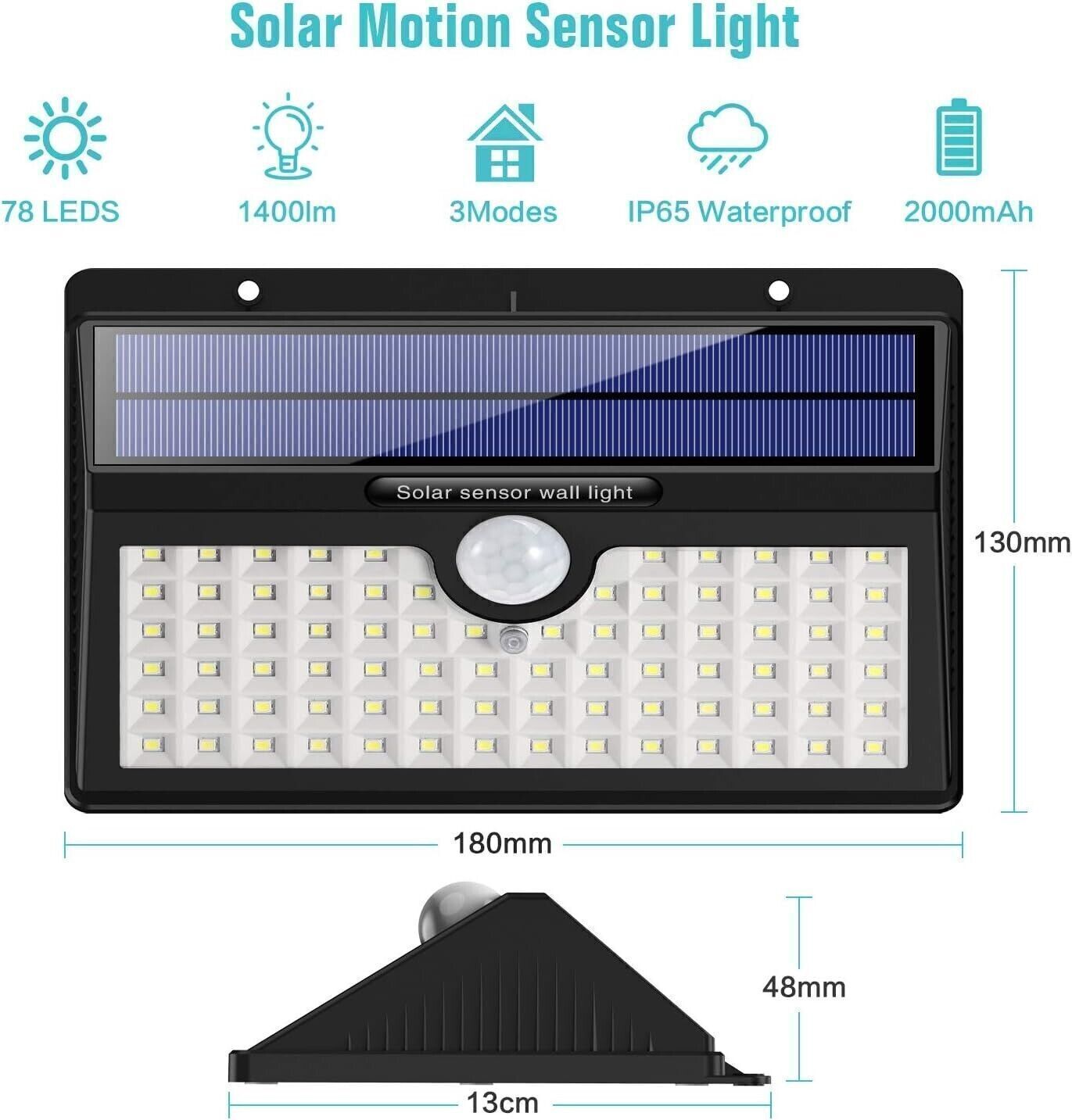Luci Solari Esterno, 78 LED Super Luminosa Lampada Solare esterno, Confezione