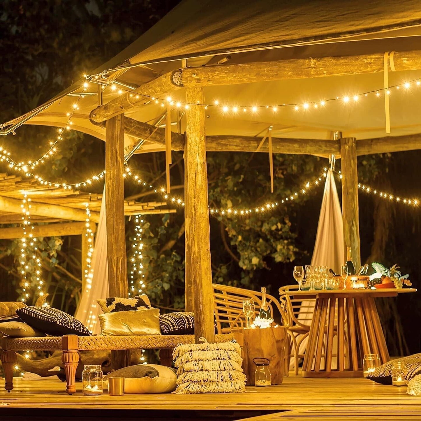 66ft 200 luci natalizie a LED per interni ed esterni, luci bianche calde