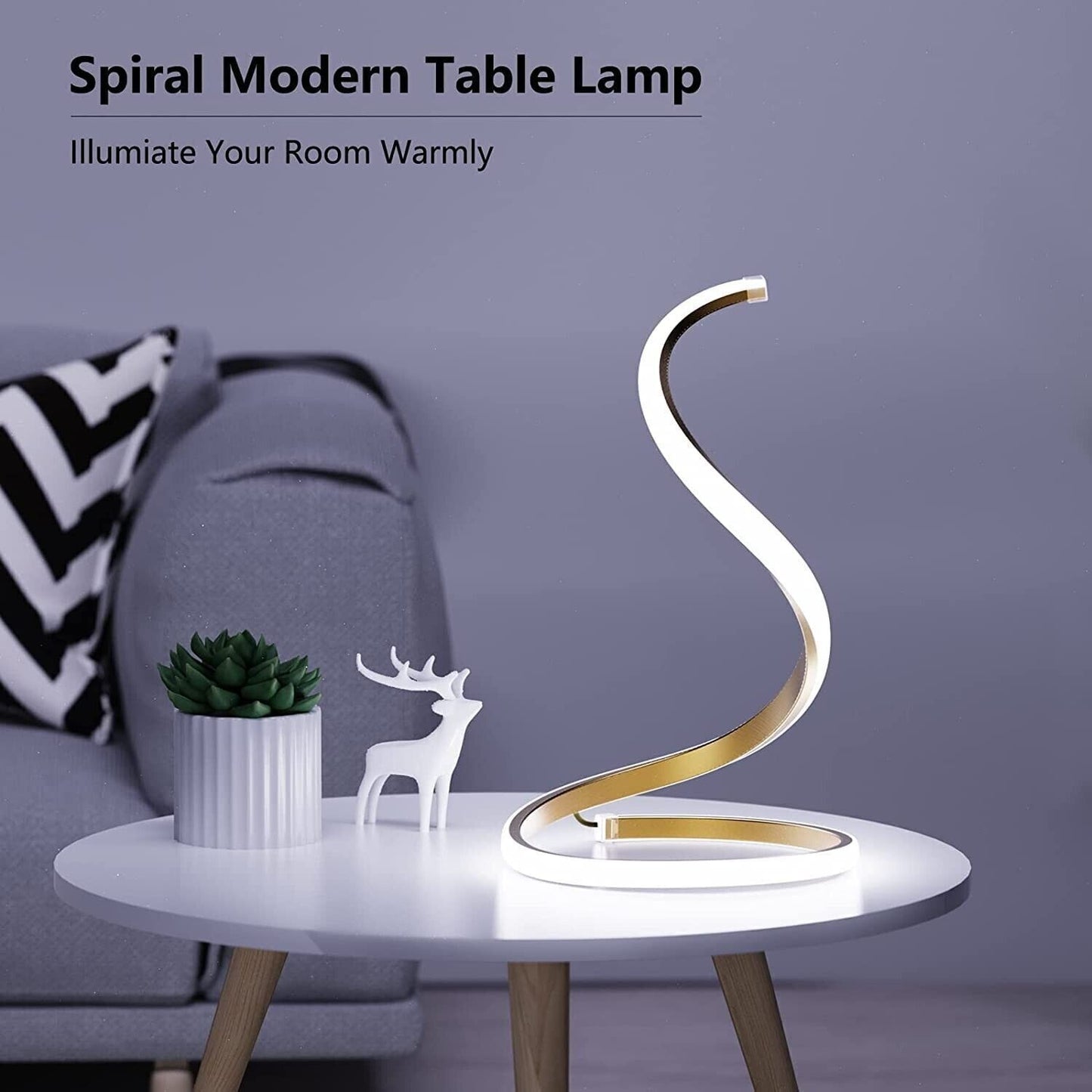 SENFAY Lampada da tavolo a LED a spirale, lampada da comodino moderna