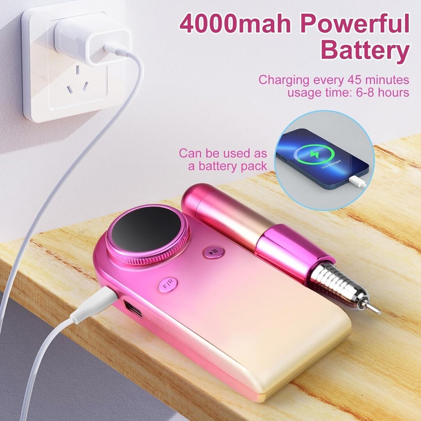 Trapano per Unghie Elettrico, Set di Lime per Unghie Professionale 12 in 1