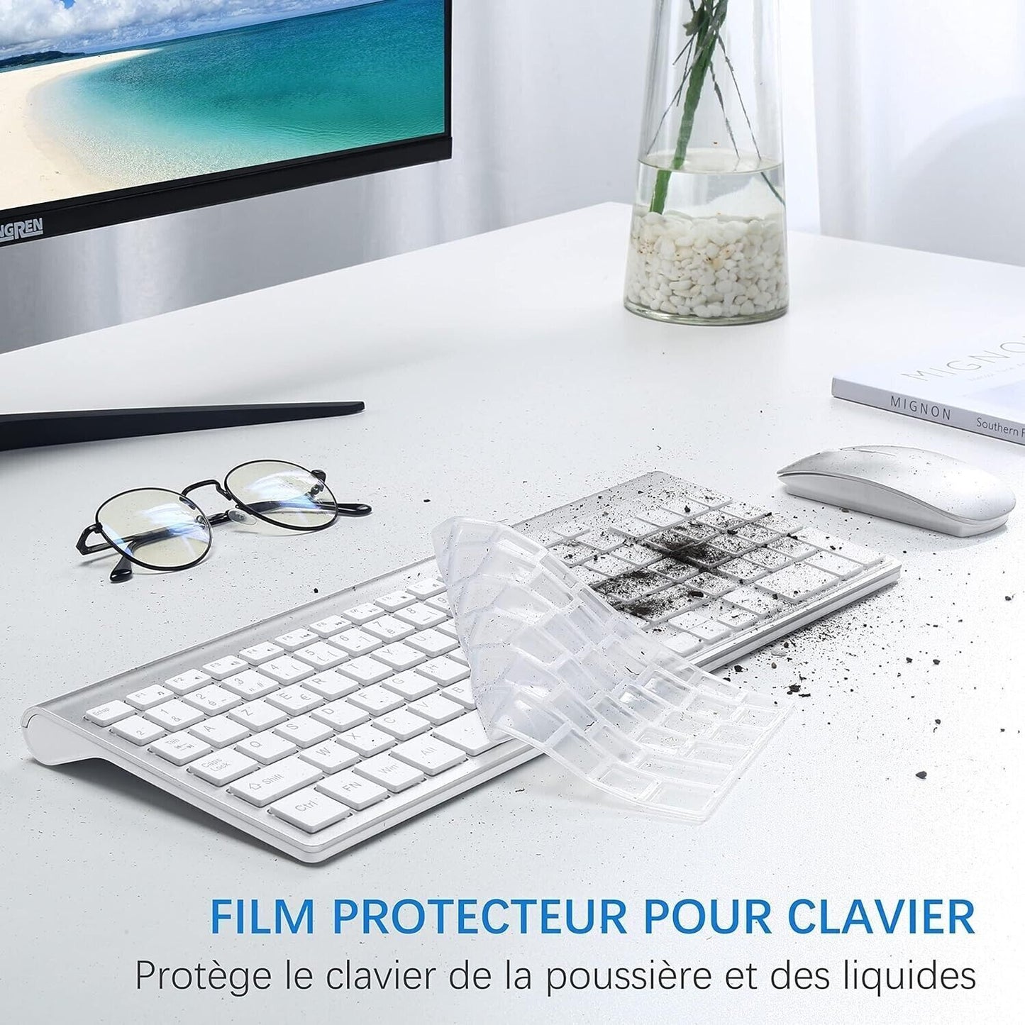 Tastiera e mouse senza fili ultra sottile azerty 2.4G Silent Compact Tastiera