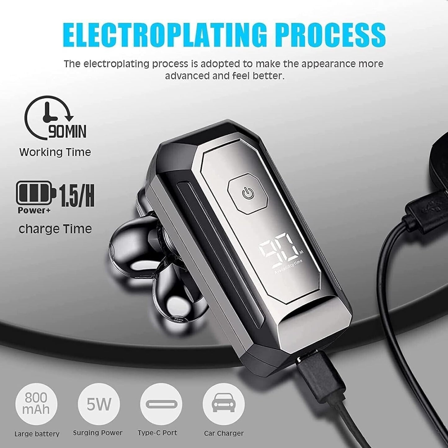 Rasoio Elettrico per Uomo, Asciutto/bagnato, Doppio Uso con Ricarica USB, Rasoio