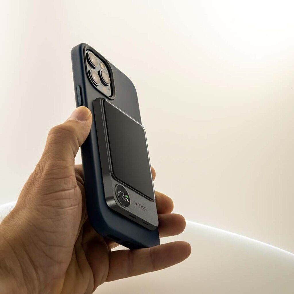 POWER BANK MAGNETICO WIRELESS MAGNETICO MAGSAFE ULTRA SOTTILE 5000MAH GRIGIO
