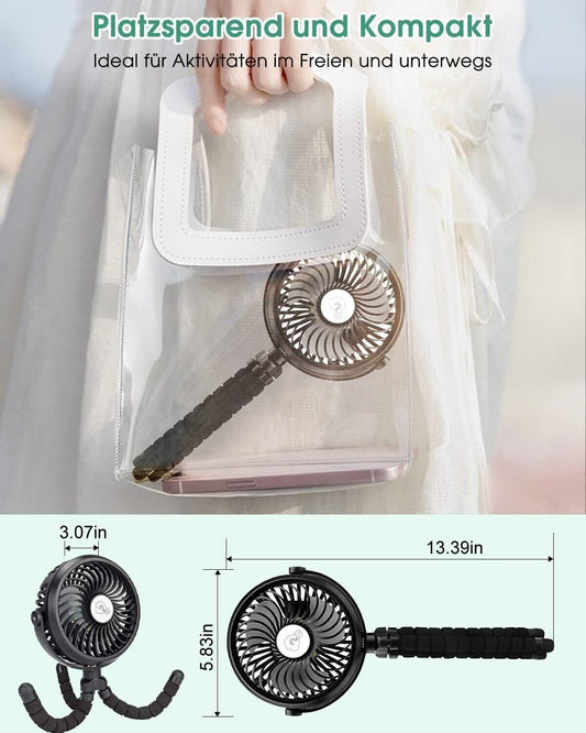 Migliorato Ventilatore USB da 5200 mAh, Ventilatore a Mano Silenzioso
