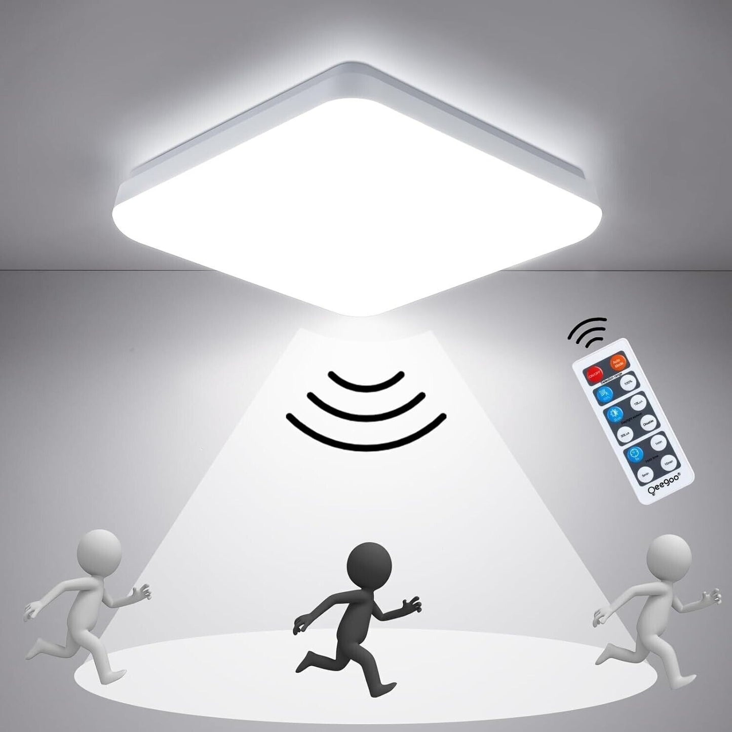 Lampada da soffitto LED, 15W LED Sensore di luce a Plafoniera movimento, 1500lm