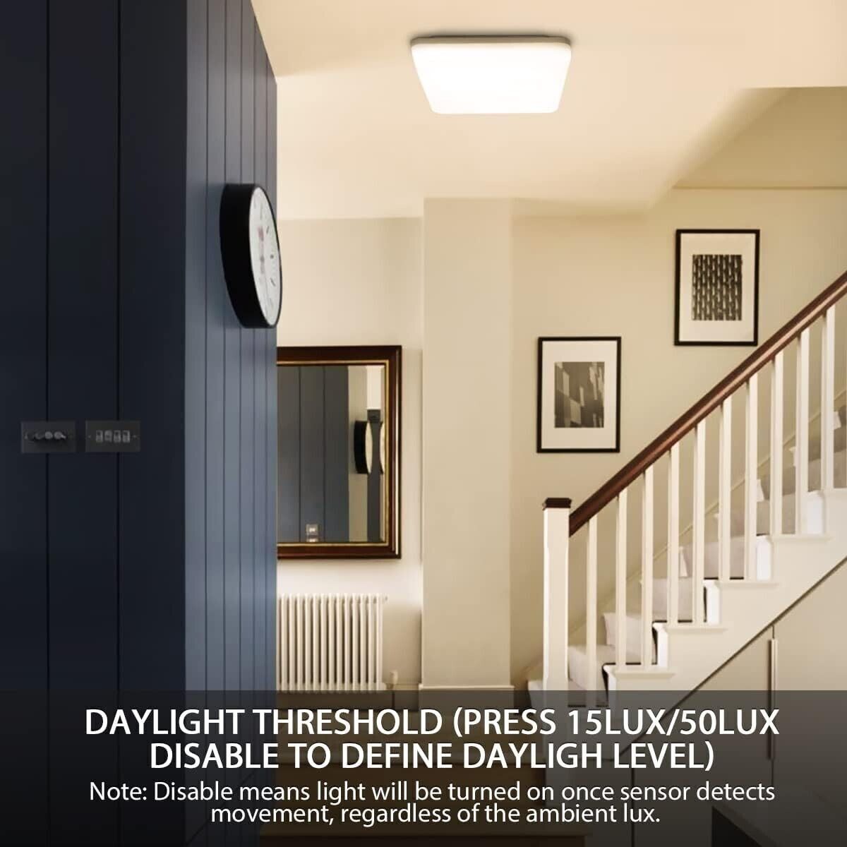 Lampada da soffitto LED, 15W LED Sensore di luce a Plafoniera movimento, 1500lm
