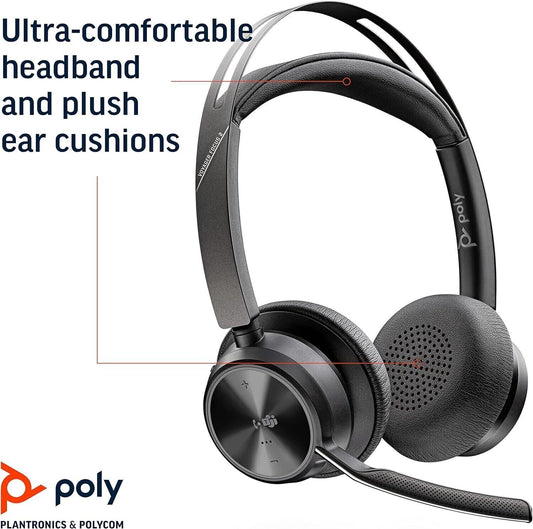 Poly - Cuffie USB-C Voyager Focus UC con supporto (Plantronics) - Bluetooth