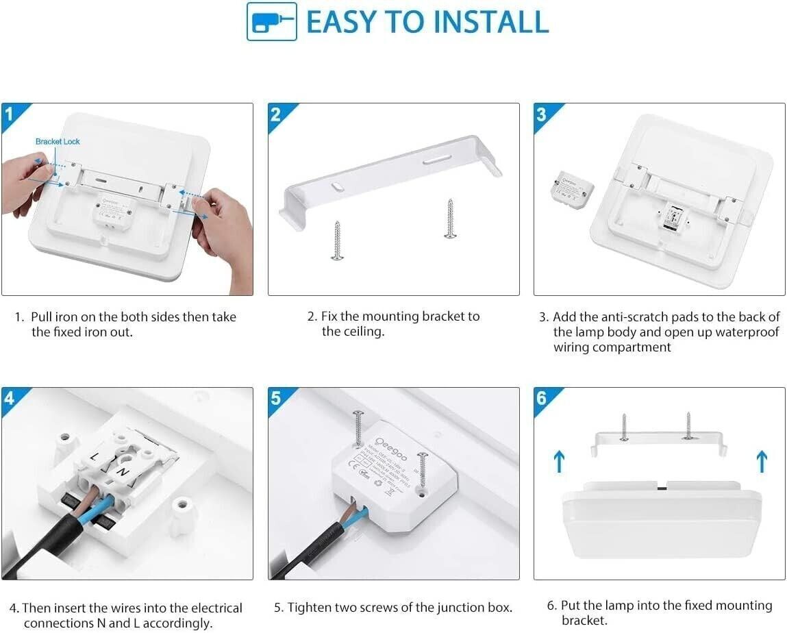 Lampada da soffitto LED, 15W LED Sensore di luce a Plafoniera movimento, 1500lm