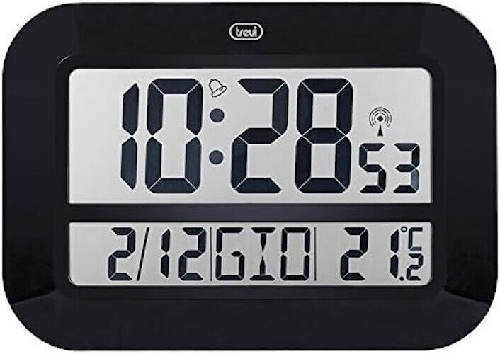 OROLOGIO DIGITALE DA PARETE RADIOCONTROLLATO CON GRANDE DISPLAY 46 CM TREVI nero