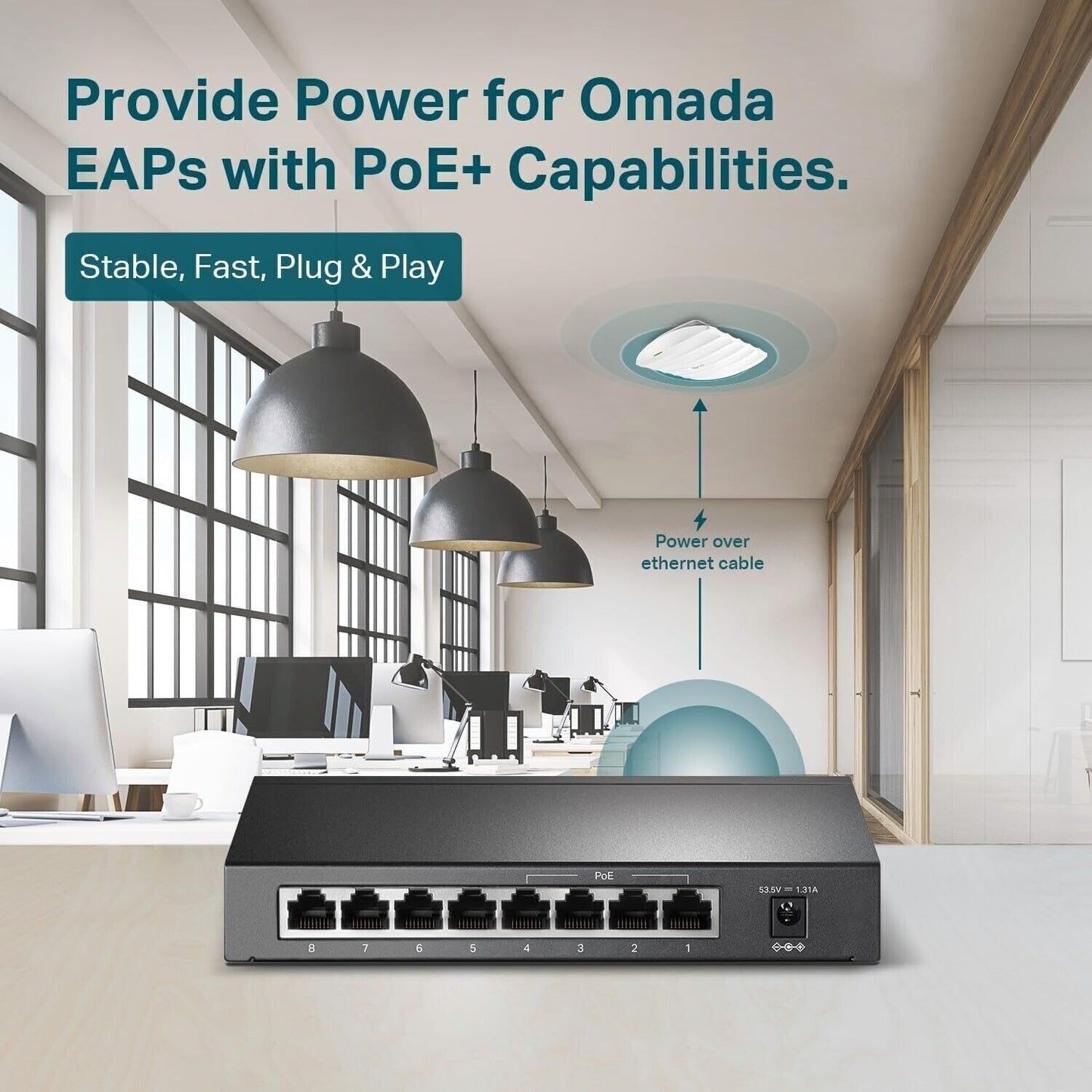 Switch PoE TP-Link Gigabit a 8 porte, 4 porte PoE+ fino a 30 W per ciascuna