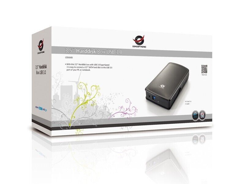 Conceptronic Contenitore di unità di archiviazione, Box esterno HDD Grafite
