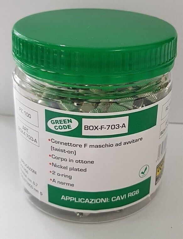 CONNET F SPINA AD AVVITARE IN OTTONE NICHELATO CON O'RING PER CAVI Ø 6.7MM 100pz
