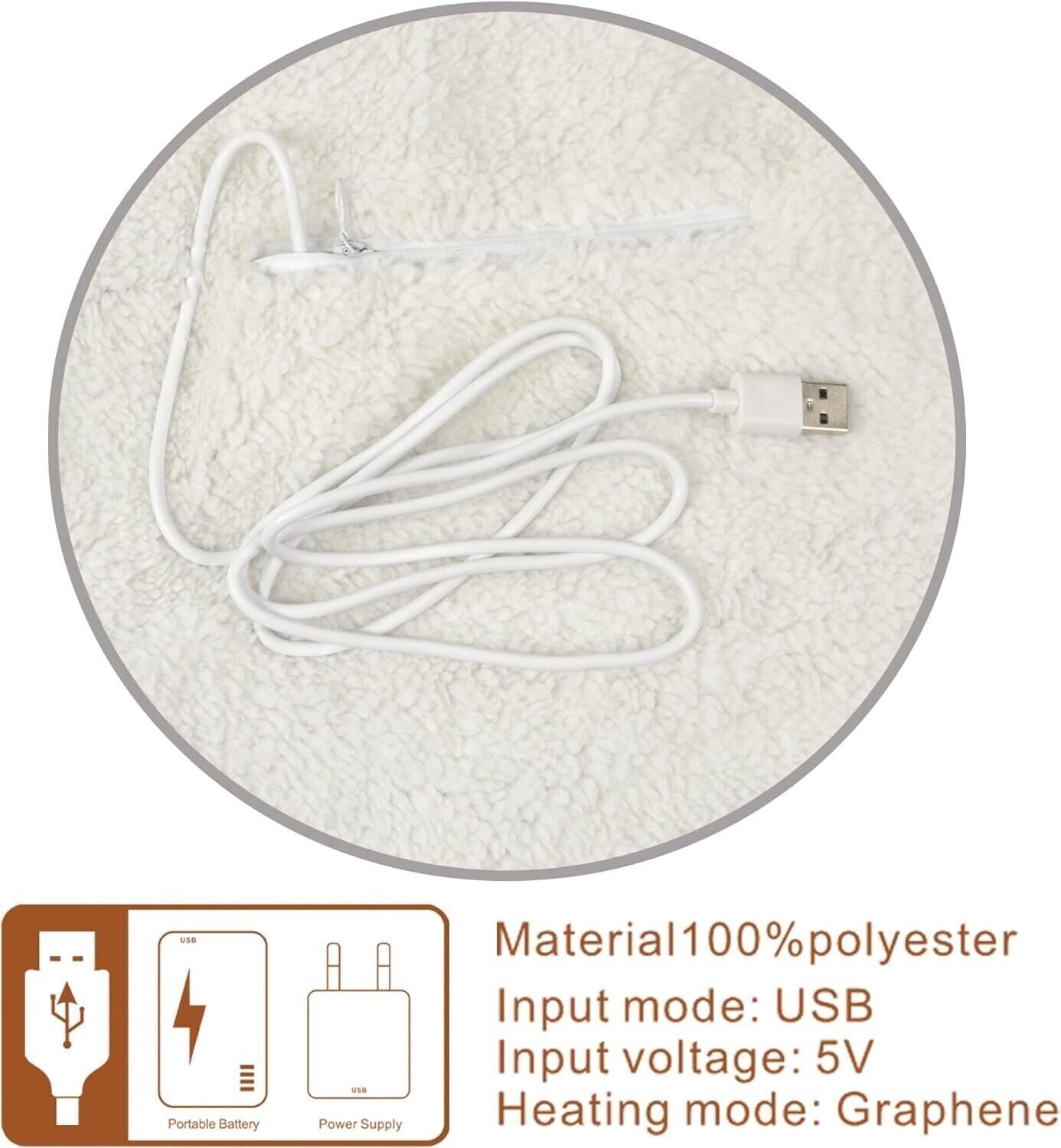 Coperta Calda Alimentata a USB, Scialle 108 x 70 cm Coperta Elettrica per tutto