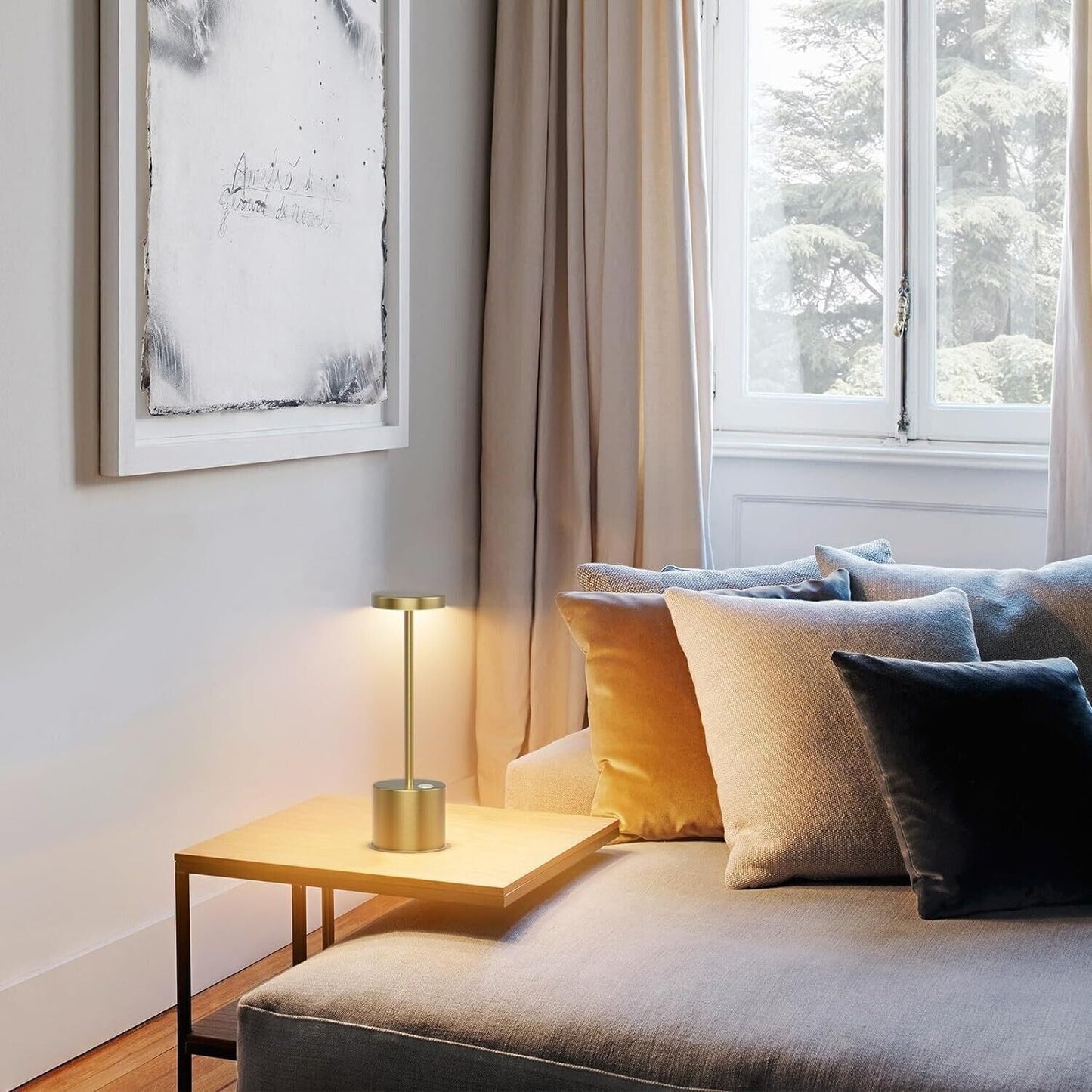 Lampada da tavolo LED senza fili Coinmit dorata, confezione da 2 lampade