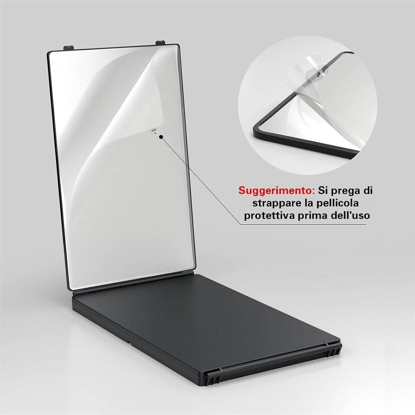 JUSRON Specchio Trucco a 3 Vie, Portatile Specchio a 360 Gradi Capelli, Specchio