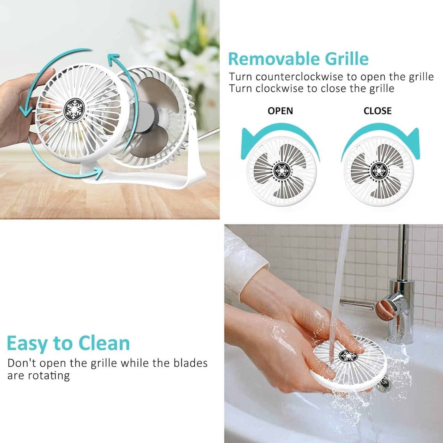 Ventilatore USB, Mini USB Ventilatore Silenzioso, Regolabile 3 Velocità