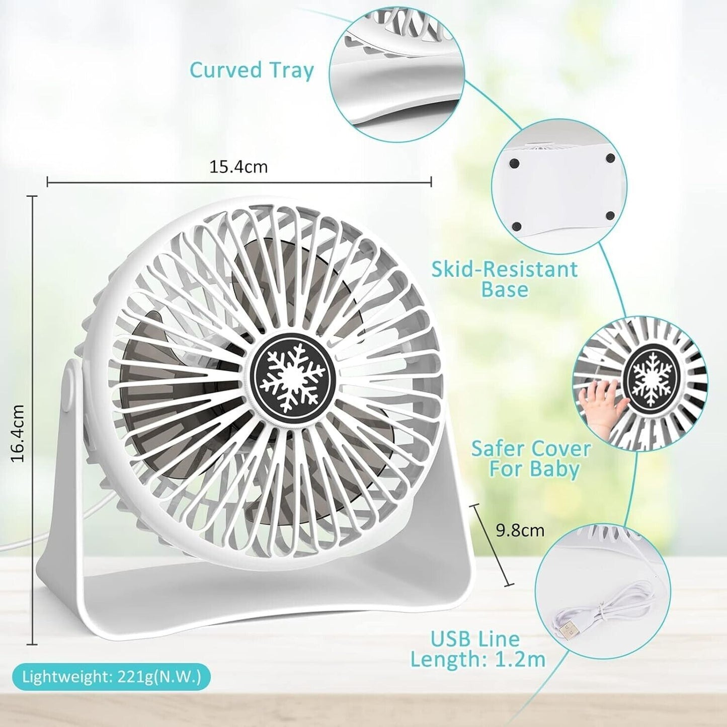 Ventilatore USB, Mini USB Ventilatore Silenzioso, Regolabile 3 Velocità