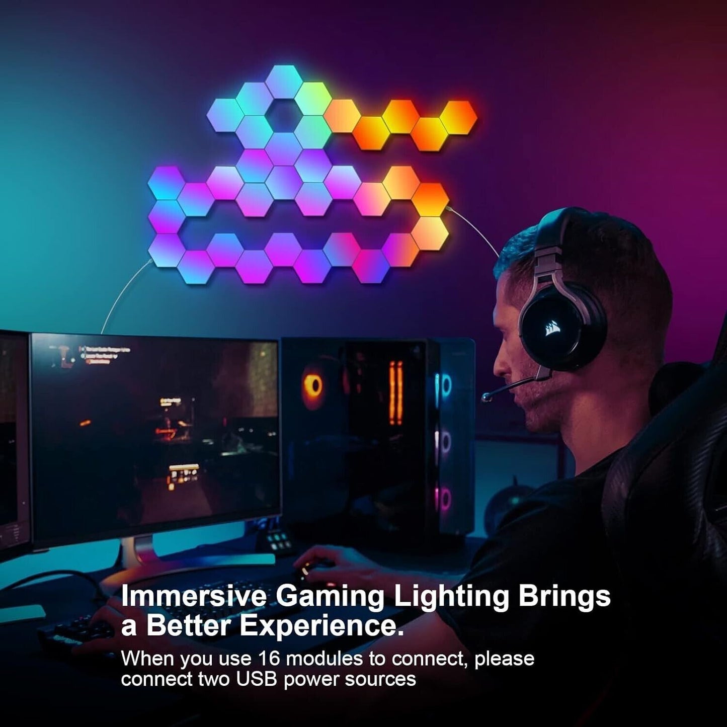 Esagonali Muro LED Luci 6PCS Esagonale Gaming RGB Pannelli, Sincronizzazione