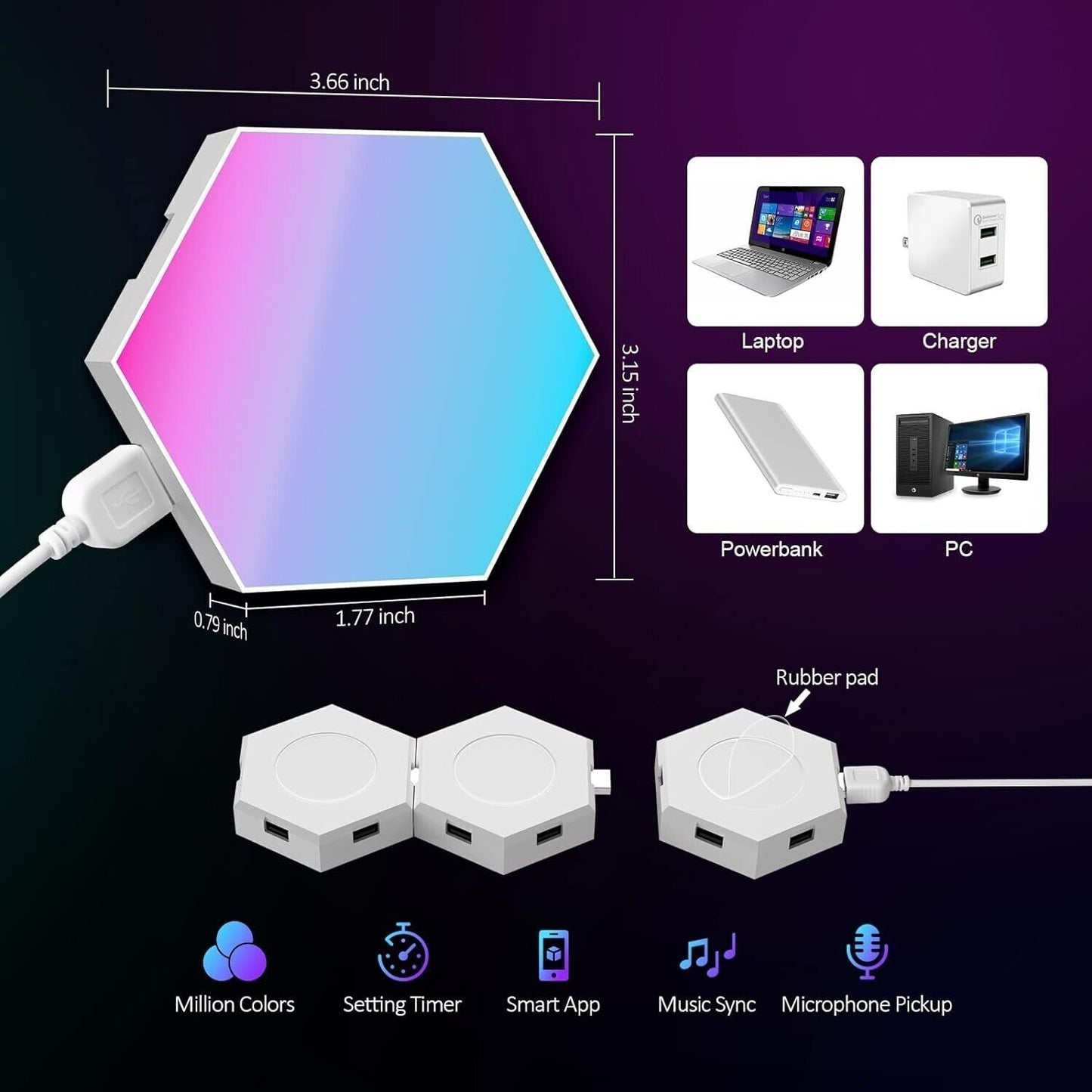 Esagonali Muro LED Luci 6PCS Esagonale Gaming RGB Pannelli, Sincronizzazione